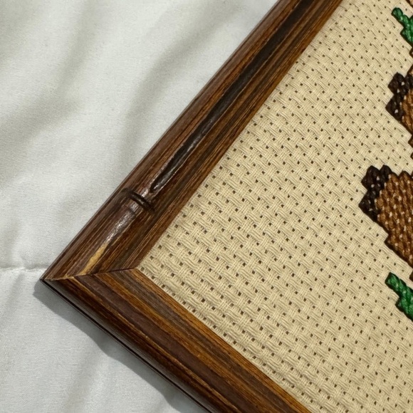 VTG Koala Cross Stitch Bamboo Frame Artwork Kids Nursery 90’s Decor Grannycore - Picture 4 of 10